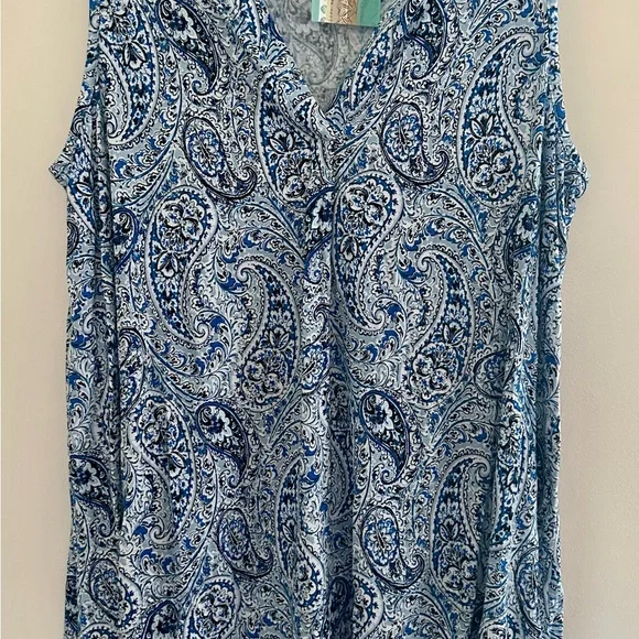 Sigrid Olsen Blue and White Paisley Blouse - Picture 3 of 5